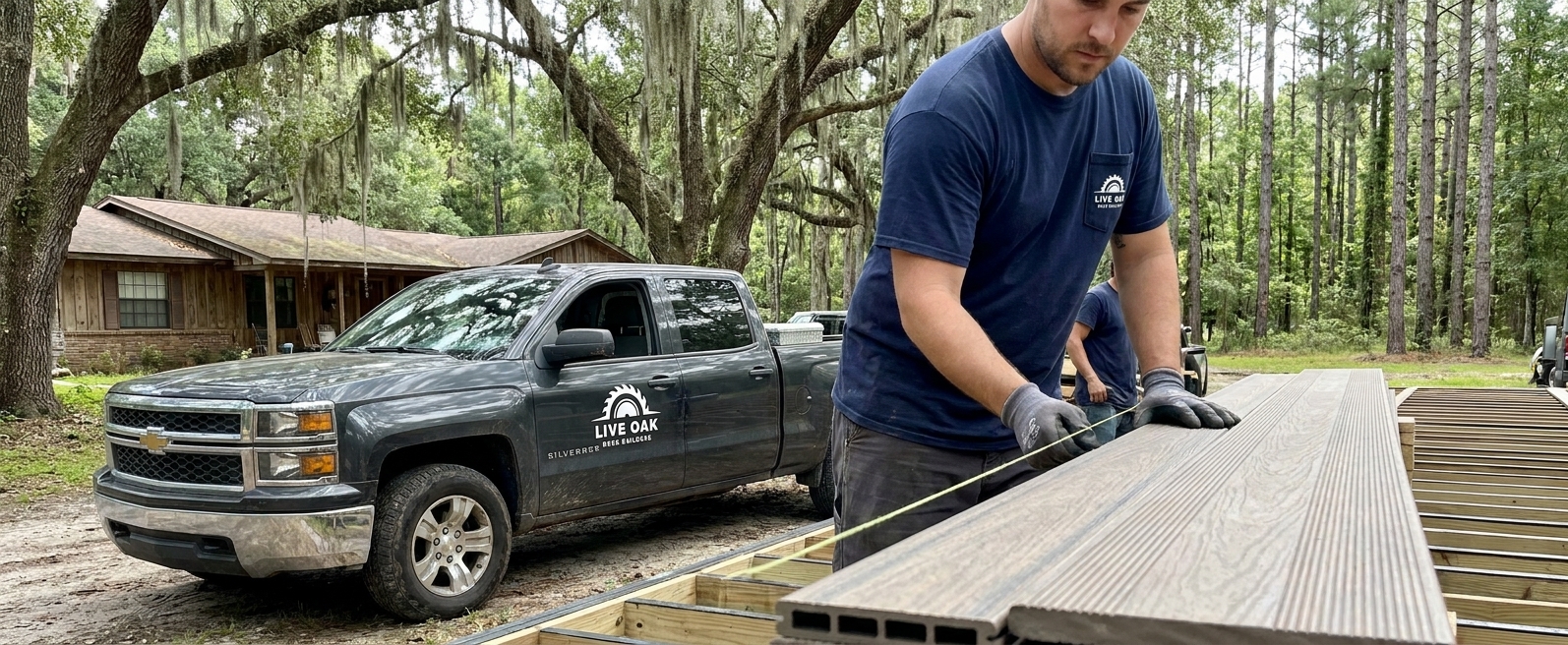 Live Oak Deck Builders branded truck
