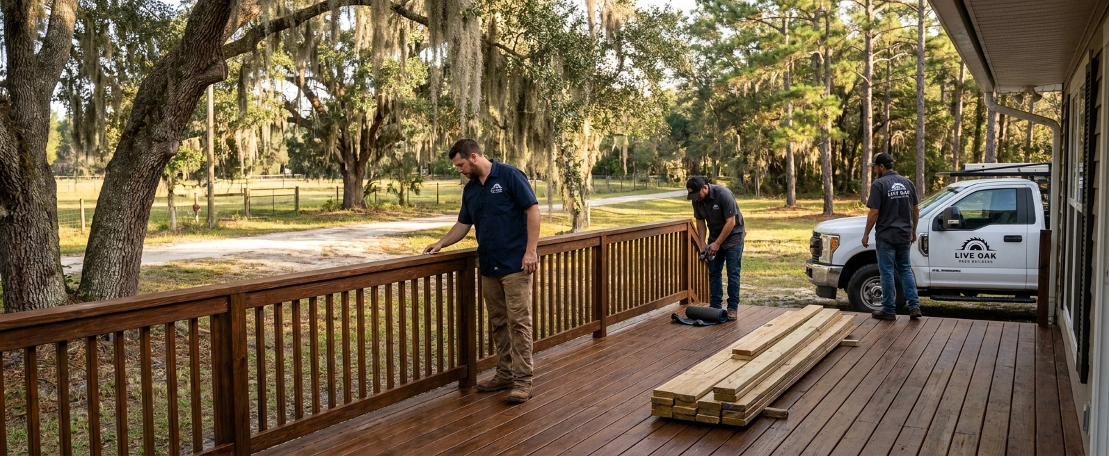 Backyard being prepared for a new deck installation in Live Oak