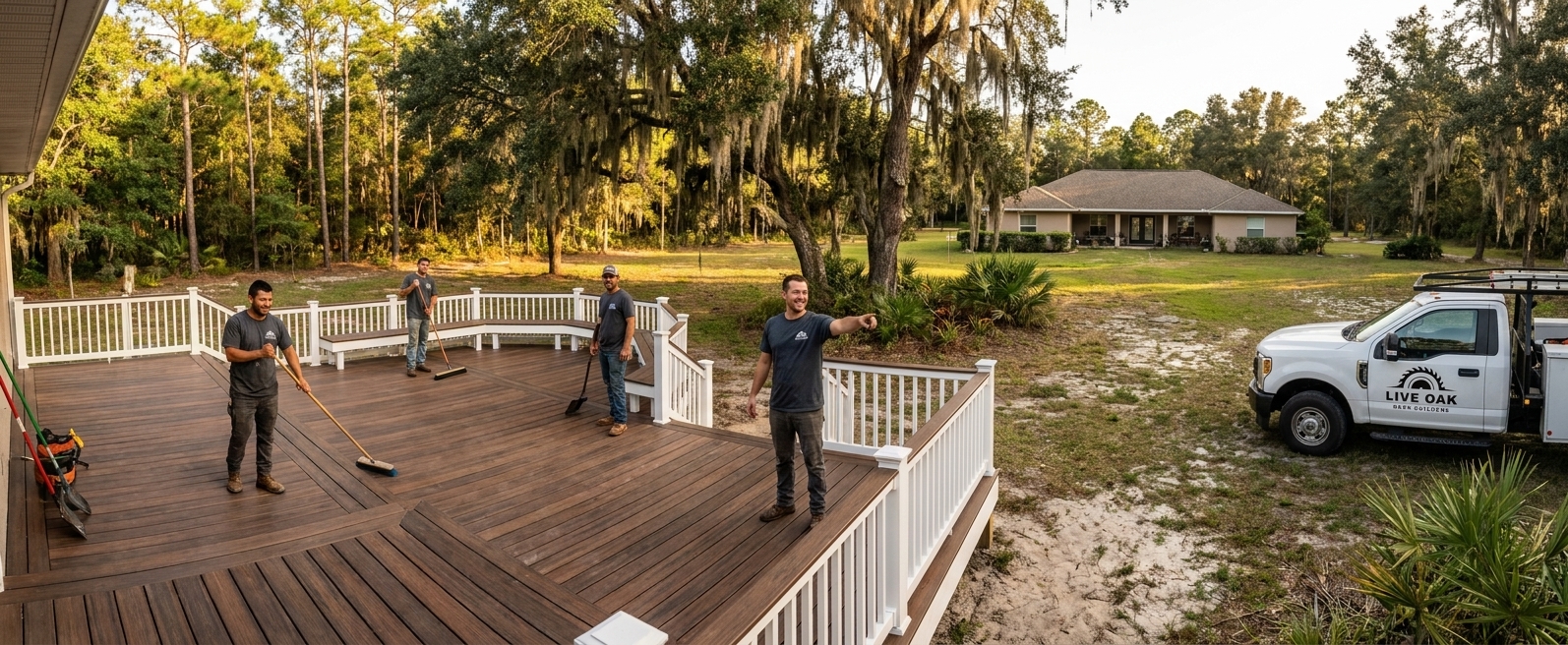 Custom composite deck built by Live Oak Deck Builders